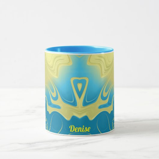 DENISE ~ Zany 3D Fractal ~ Yellow Blue 3D Mok (Midden)