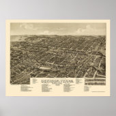 Denison, TX Panoramic Map - 1886 Poster (Voorkant)