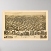 Denison, TX Panoramic Map - 1891 Poster (Voorkant)