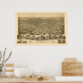 Denison, TX Panoramic Map - 1891 Poster (Keuken)