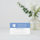 Denist Appointment Herinneringsbureau tandheelkund Visitekaartje (Staand voorkant)