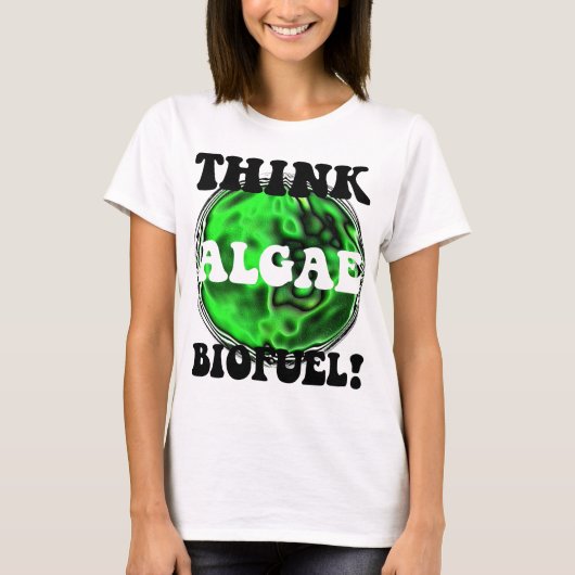 Denk aan algenbiobrandstof! t-shirt (Voorkant)