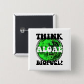 Denk aan algenbiobrandstof! vierkante button 5,1 cm (Voorkant /achterkant)