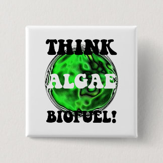 Denk aan algenbiobrandstof! vierkante button 5,1 cm