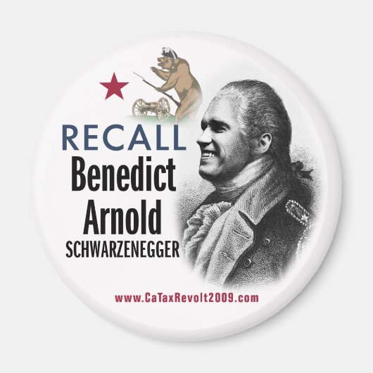 Denk aan Benedict Arnold Schwarzenegger Magnet (Voorkant)