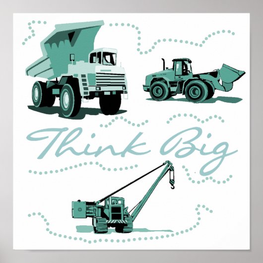 Denk aan Big Construction Vehicles Poster (Voorkant)