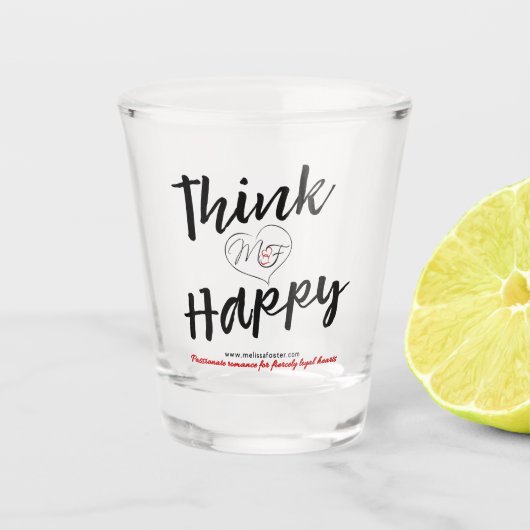 Denk aan blij logo-schotwonglas shot glas (Voorkant)