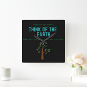 Denk aan de aarde om de planeet te redden en vervu vierkante klok (Huis)