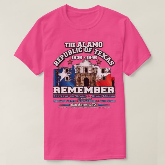 DENK AAN de Alamo Republiek Texas T-shirt (Design voorkant)