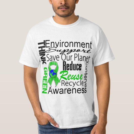 Denk aan de Collage Groene Milieu T-shirt (Voorkant)