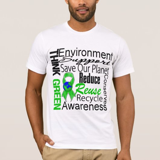 Denk aan de Collage Groene Milieu T-shirt (Voorkant)