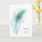 Denk aan de hand getrokken peacock-doether kaart (Gele Bloem)