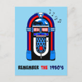 Denk aan de jaren 50, jukebox, briefkaart (Voorkant)