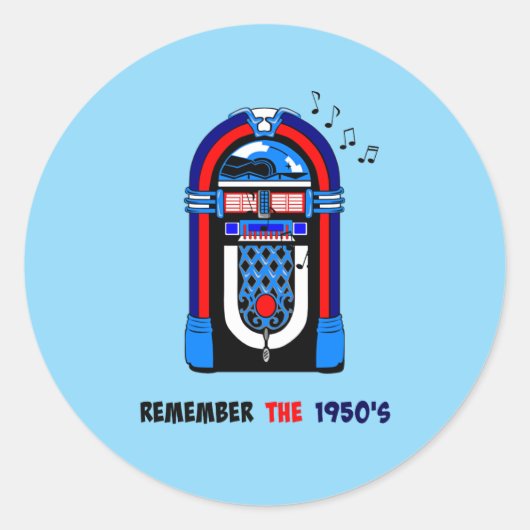 Denk aan de jaren 50, jukebox, ronde sticker (Voorkant)