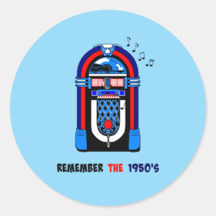 Denk aan de jaren 50, jukebox, ronde sticker