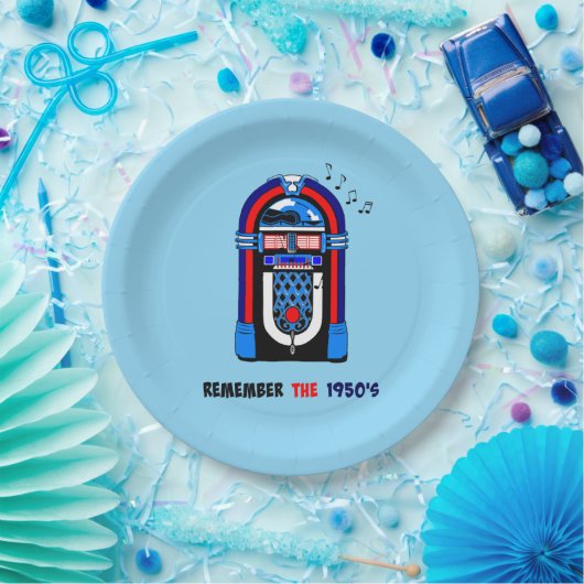 Denk aan de jaren '50 papieren bordje (Feest)