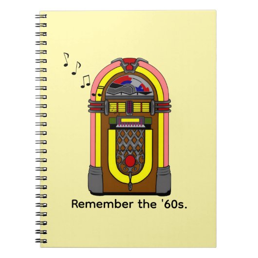 Denk aan de jaren 60 en Jukebox Music. Notitieboek (Voorkant)