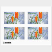 Denk aan de lente. Crocus Flower Thru Snow Rechthoekige Sticker (Vel)