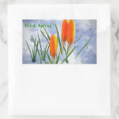 Denk aan de lente. Crocus Flower Thru Snow Rechthoekige Sticker (Tas)
