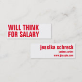 denk aan de salariskunstenaar mini visitekaartje (Voorkant / Achterkant)