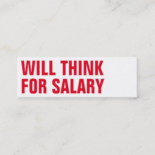 denk aan de salariskunstenaar mini visitekaartje (Voorkant)