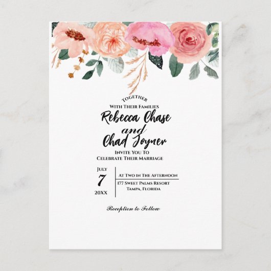 Denk aan de uitnodiging voor de bloemenbruiloft (Voorkant)