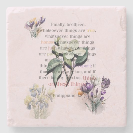 Denk aan deze dingen in de Schrift Stenen Onderzetter (Voorkant)