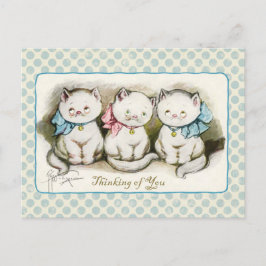 Denk aan drie Katten Vintage reproductie Briefkaart