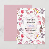 Denk aan Dusty Pinks Bridesmaid Kaart (Voorkant / Achterkant)