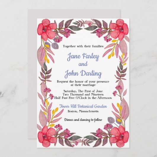 Denk aan Dusty Pinks bruiloft uitnodiging (Voorkant / Achterkant)