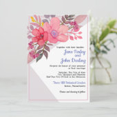 Denk aan Dusty Pinks met Gray Invitation Kaart (Staand voorkant)
