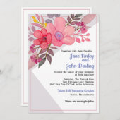 Denk aan Dusty Pinks met Gray Invitation Kaart (Voorkant / Achterkant)