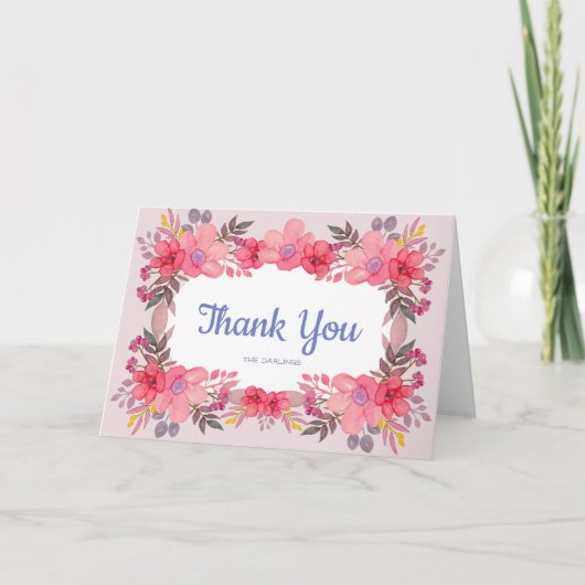 Denk aan Dusty Pinks Thank You Card Bedankkaart (Voorkant)