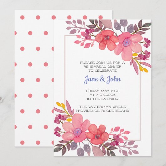 Denk aan Dusty Pinks uitnodiging (Voorkant / Achterkant)