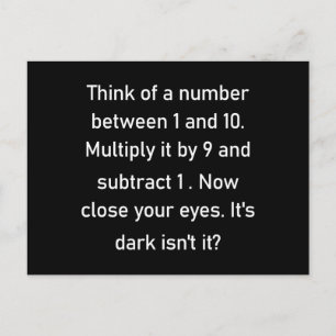 Denk aan een getal tussen 1 en 10.  sarcastische g briefkaart