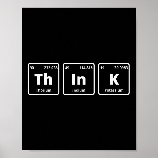 Denk aan een grappig periodiek systeem van element poster (Voorkant)
