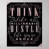 Denk aan een Millionaire Hustle alsof je broke ben Poster (Voorkant)