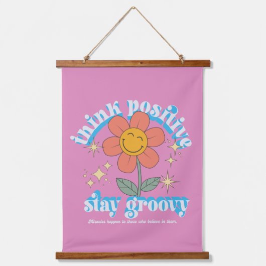 Denk aan een positieve blijf-van-mijn-lijfspreuk hangend wandkleed (Voorkant)