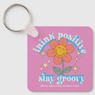 Denk aan een positieve blijf-van-mijn-lijfspreuk sleutelhanger