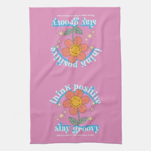 Denk aan een positieve blijf-van-mijn-lijfspreuk theedoek (Verticaal)