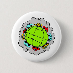 Denk aan elektrische auto's ronde button 5,7 cm