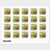 Denk aan fruit 'n veggies vierkante sticker (Vel)