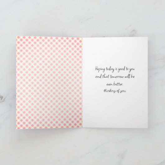 Denk aan Gingham Teddy Bear Kaart (Binnen)