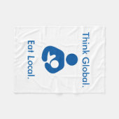 Denk aan Global. Eet lokaal. Positieve BFing Blank Fleece Deken (Voorkant (Horizontaal))