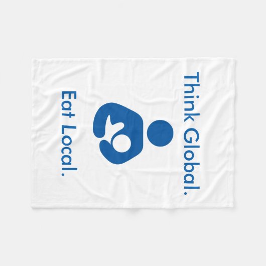 Denk aan Global. Eet lokaal. Positieve BFing Blank Fleece Deken (Voorkant (Horizontaal))