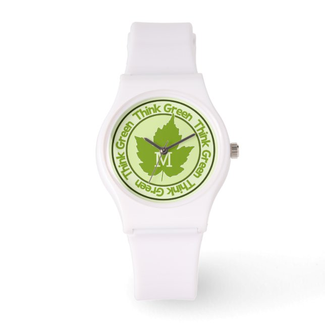 DENK AAN GREEN aangepast monogram Horloge (Voorkant)