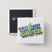 Denk aan Green Earth Day Square Button (Voorkant /achterkant)