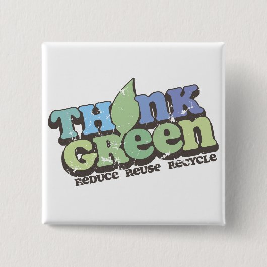 Denk aan Green Earth Day Square Button (Voorkant)