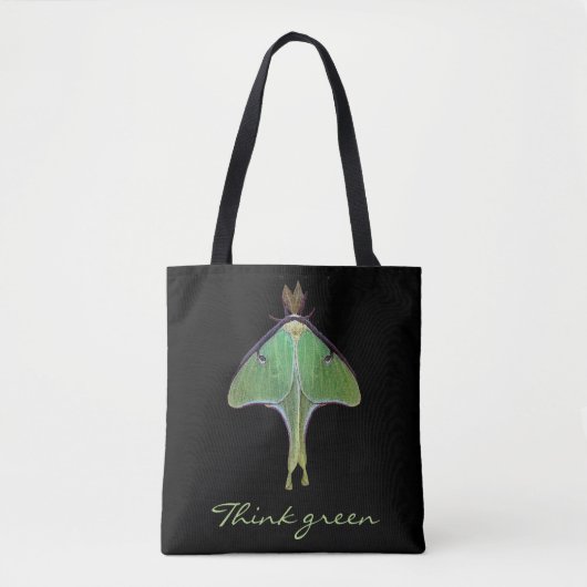 Denk aan Green Luna Moth Earth Day Animal Canvas t Tote Bag (Voorkant)