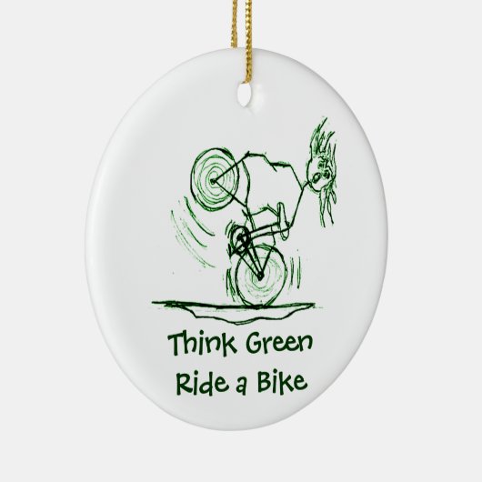 Denk aan Green Ride a Bike Keramisch Ornament (Rechts)
